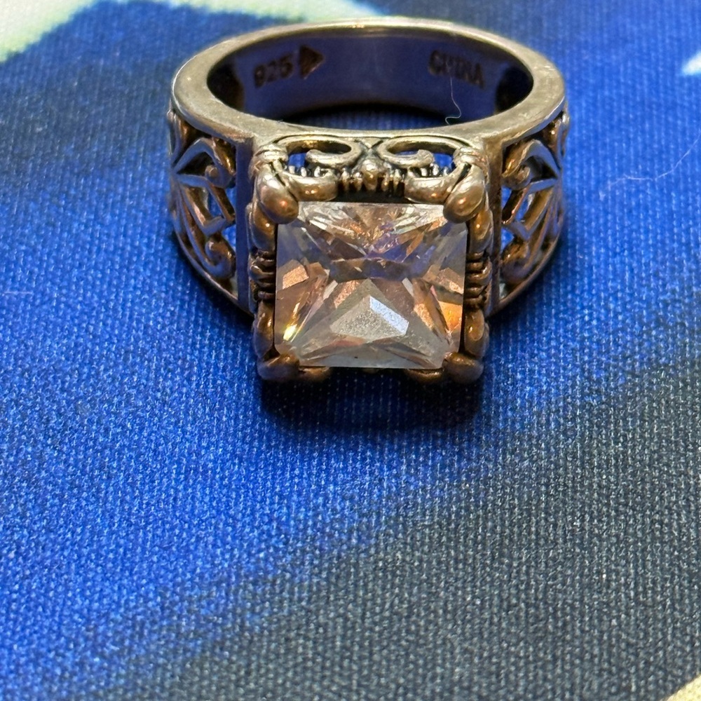 Silpada Sterling Silver Cubic Zirconia Filigree Ring Size 7
